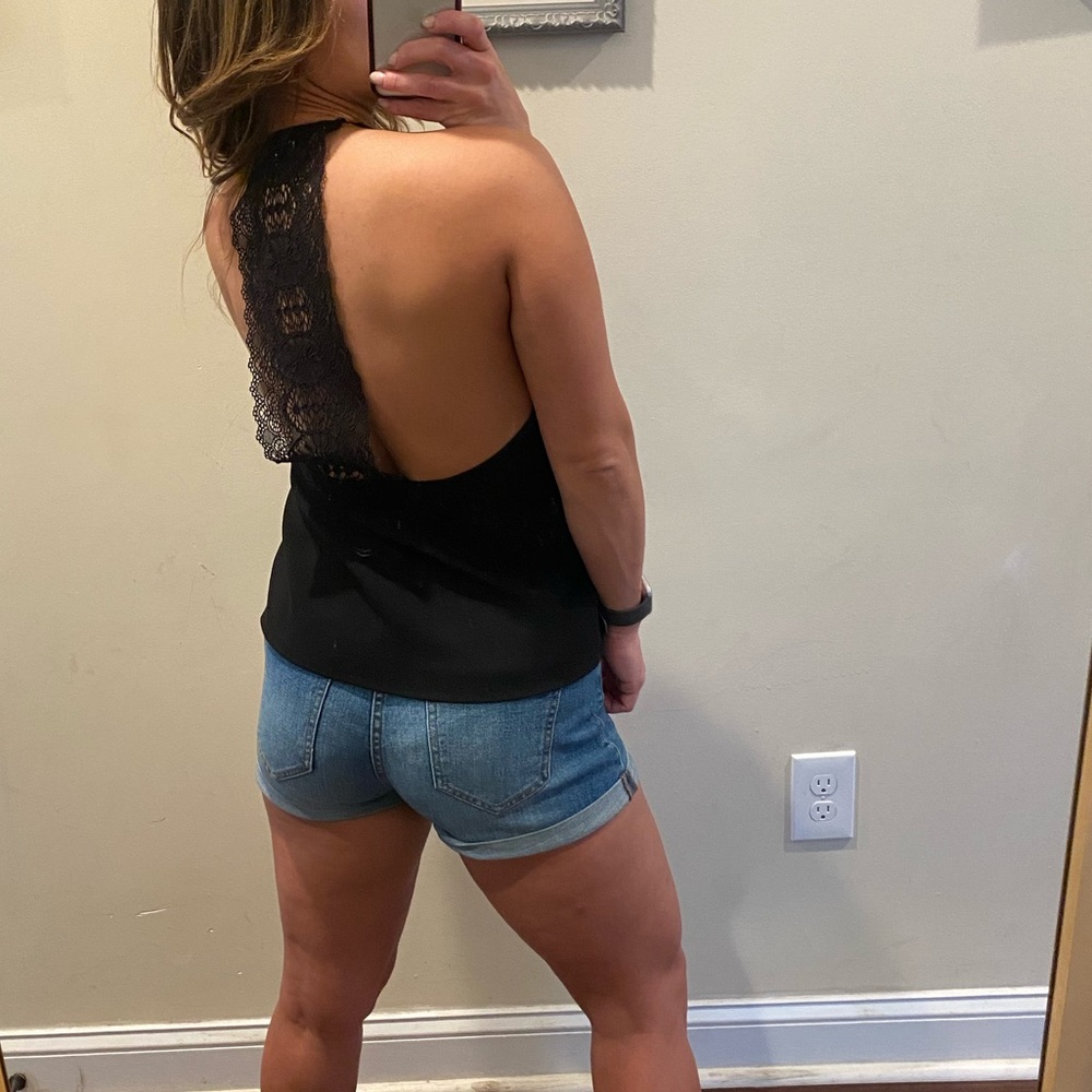 Zara Crewneck Lace Racerback Tank Top Size S